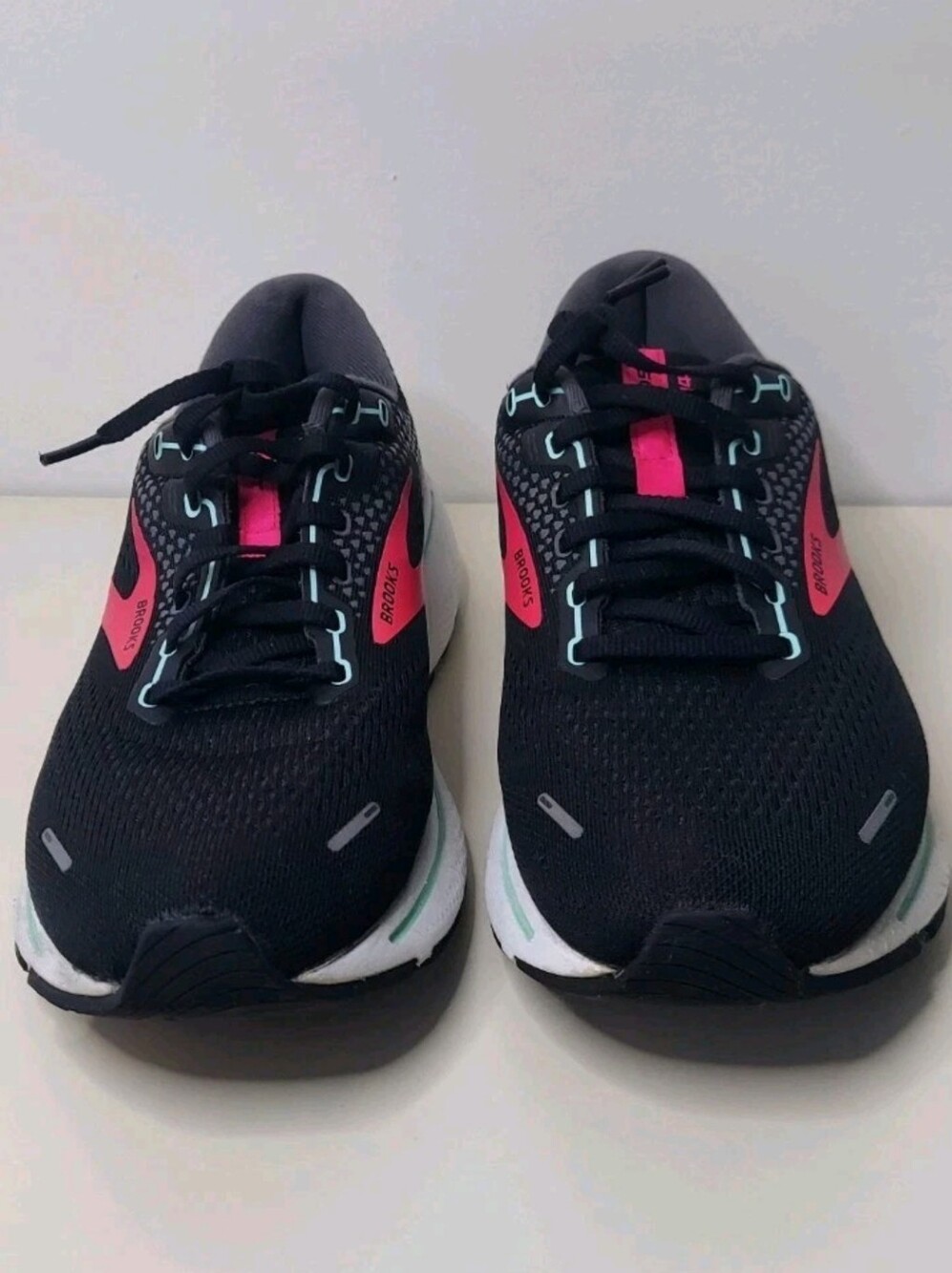 Brooks Ghost 14 Womens 11.5 B Black Pink Teal Running Shoes Sneakers NO INSOLES